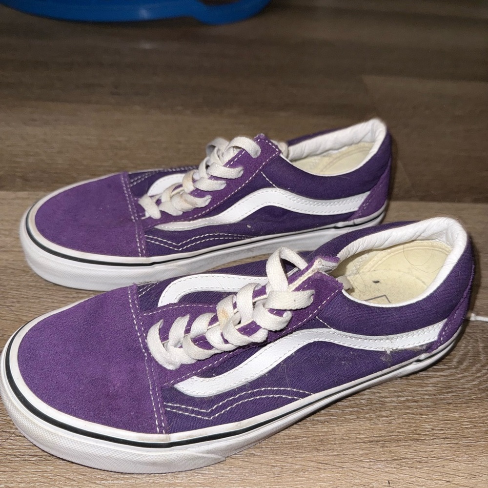 Nike Purple and White Sneakers with Low-Top Design and White Stripes